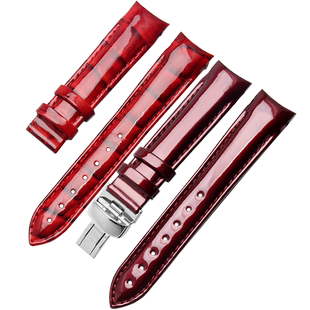 适配天梭手表带1853库图T035女款T035210真皮酷图亮面牛皮带18mm