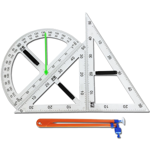 沪教牌磁性大号教学用尺规套装塑料三角板量角器圆规演示用小学数学教具初中仪器学校教室用黑板演示磁吸附