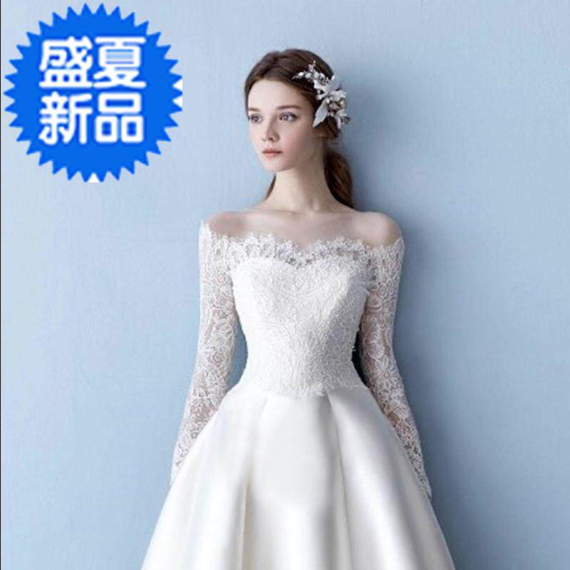 婚纱礼服2019新款夏季一字肩拖尾蕾丝缎面显瘦新娘齐T地大码简约|ruв категории Женская одежда, Cвадебные платья, свадебное платье - от Buy2taobao.com для оказания профессиональной услуги покупки агента Taobao
