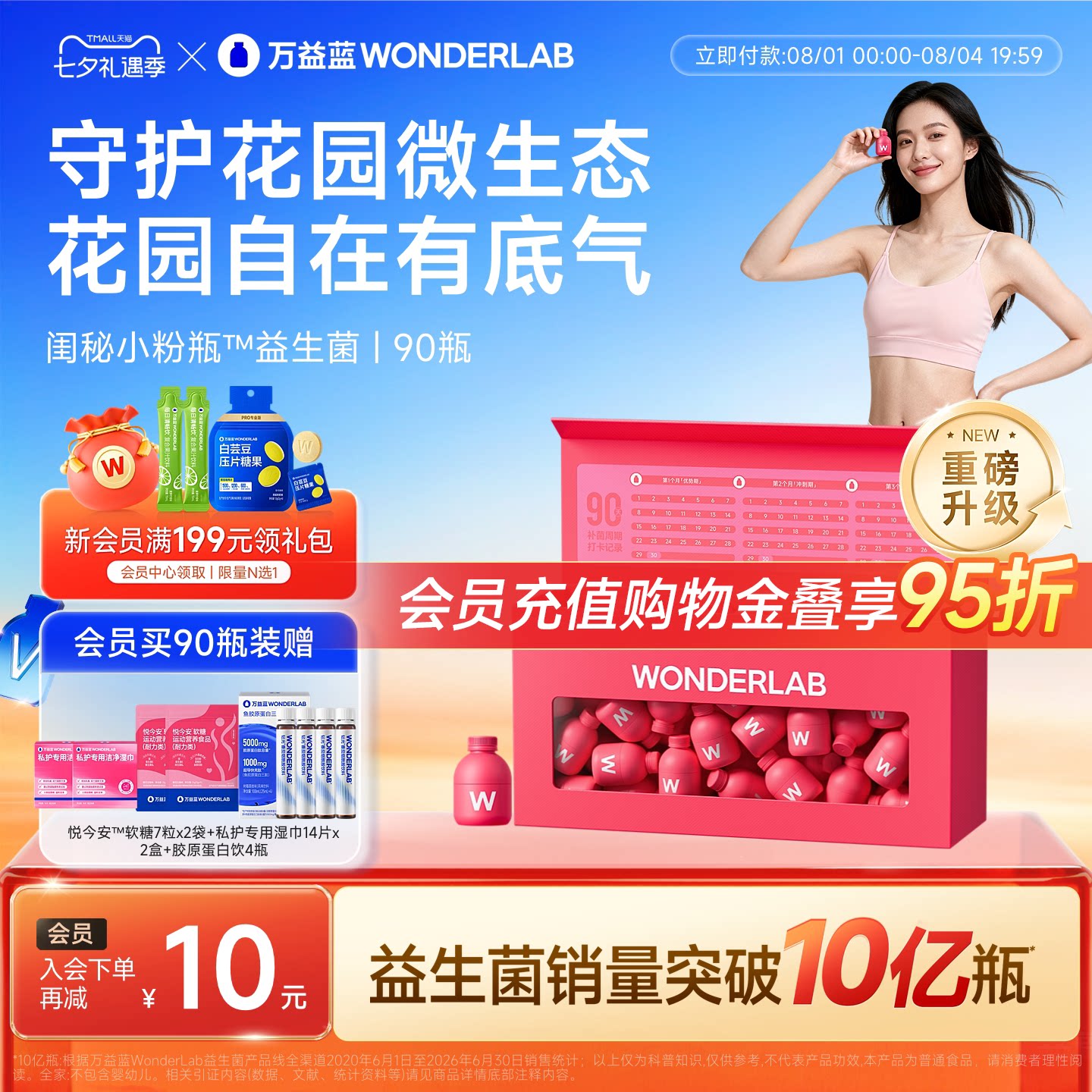 万益蓝WONDERLAB蔓越莓女性益生菌孕妇花园乳酸杆菌肠道小粉瓶