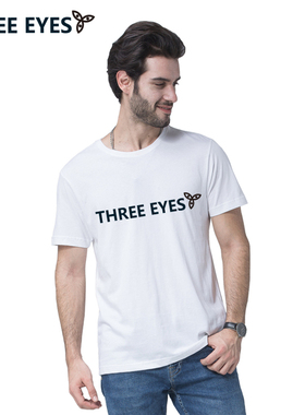 THREE EYES三眼夏季短袖t恤新品男女圆领T恤衫休闲透气运动