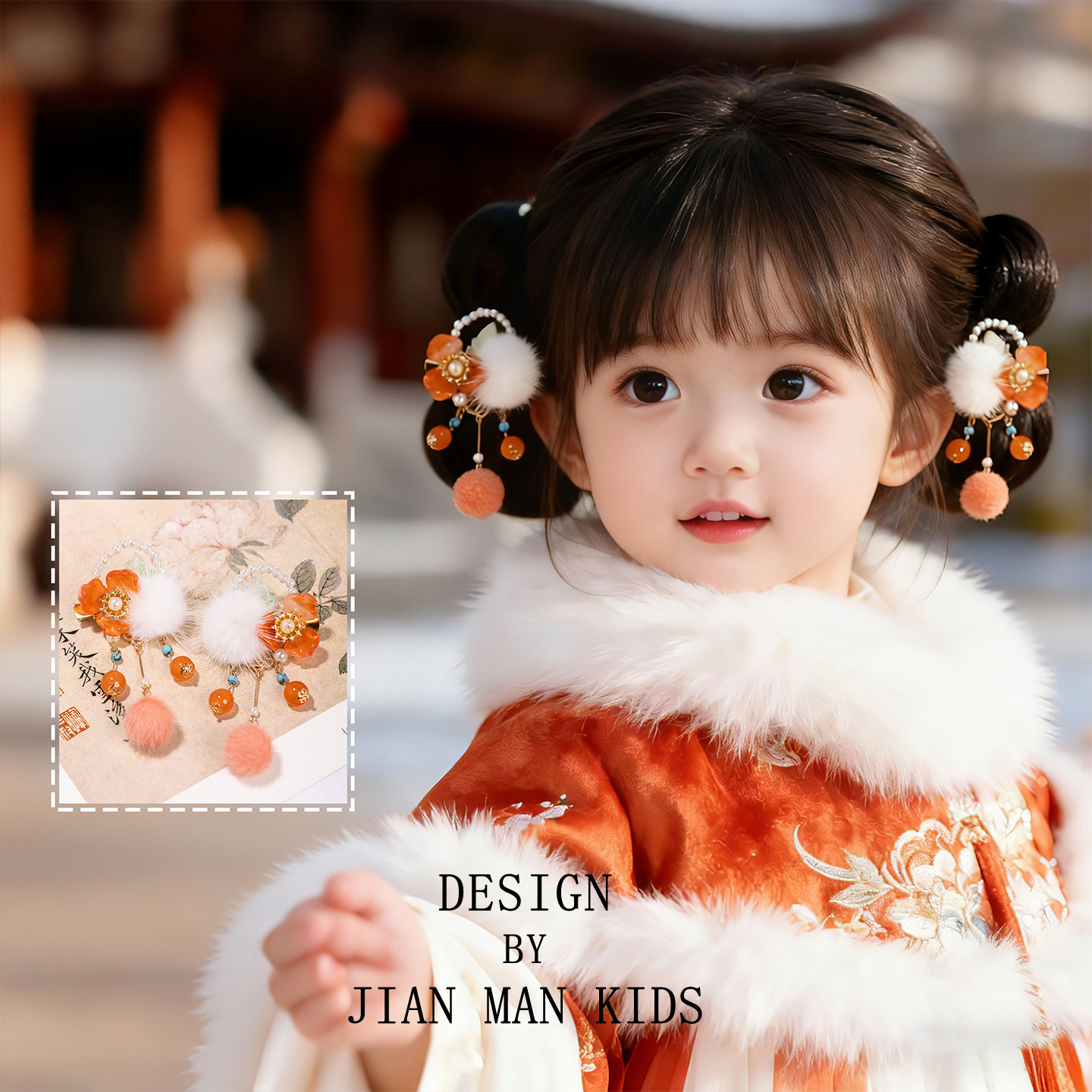 汉服头饰女儿童新年古风发夹珍珠流苏花朵可爱毛球对夹宝宝发饰品,童装/婴儿装/亲子装,发饰,淘宝优惠券,粉丝福利购,淘宝优惠卷