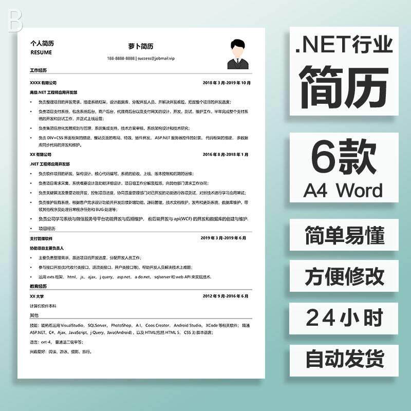 net行业word个人求职一页纸简历模板