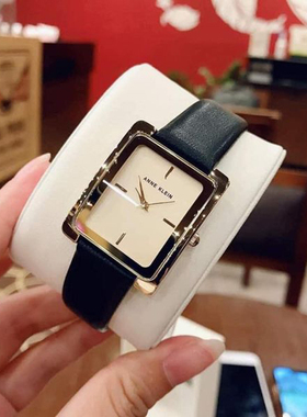 正品AK Anne Klein简约黑色安妮克莱恩手表方形女式表AK2706CHBK