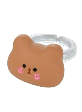 少女青蛙软妹树脂配件童趣动物戒指绵羊热门百搭爆款儿童卡通可爱