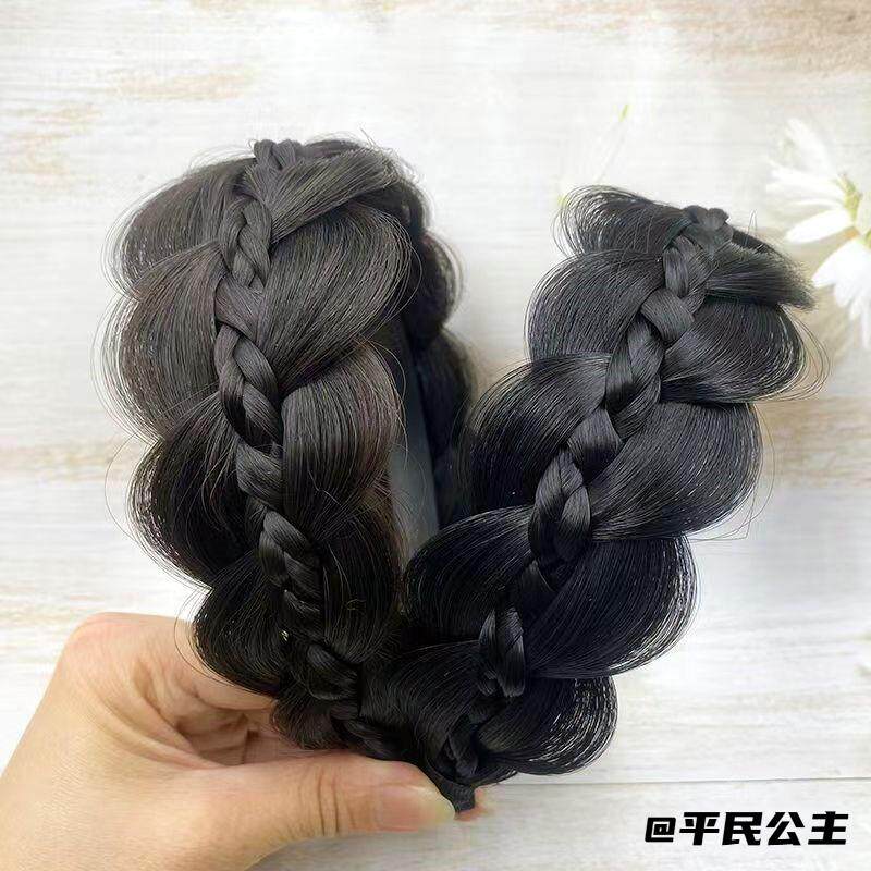 鱼骨辫发箍假发发箍葫芦辫仿真仿全真人发新款女增高颅顶宽发箍