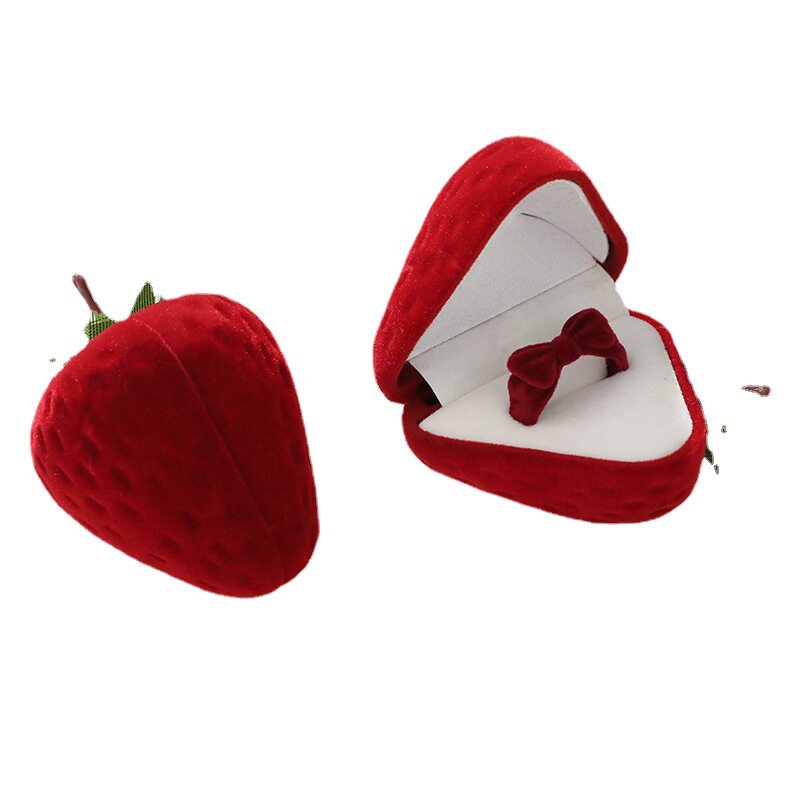 创意仿真草莓造型珠宝盒翻盖牢固多次开合不易损坏首饰收纳盒子