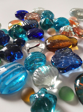 七彩水晶石学校彩色玻璃珠扁珠石头鱼缸装饰造景弹球造景儿童