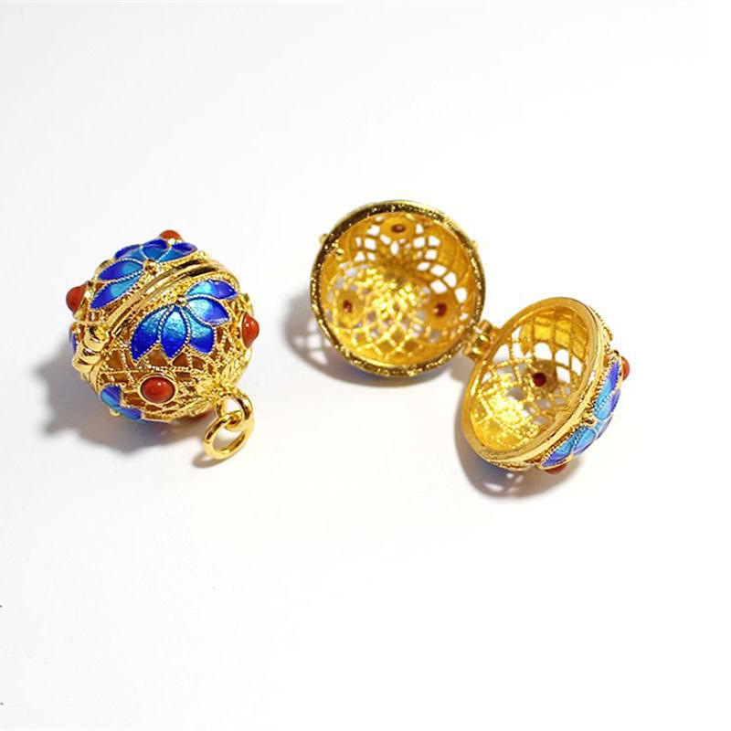 铃铛diy香囊球宫铃汉服仿珍珠挂饰吊坠项链镂空香囊压襟金属莲花