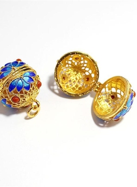 铃铛diy香囊球宫铃汉服仿珍珠挂饰吊坠项链镂空香囊压襟金属莲花