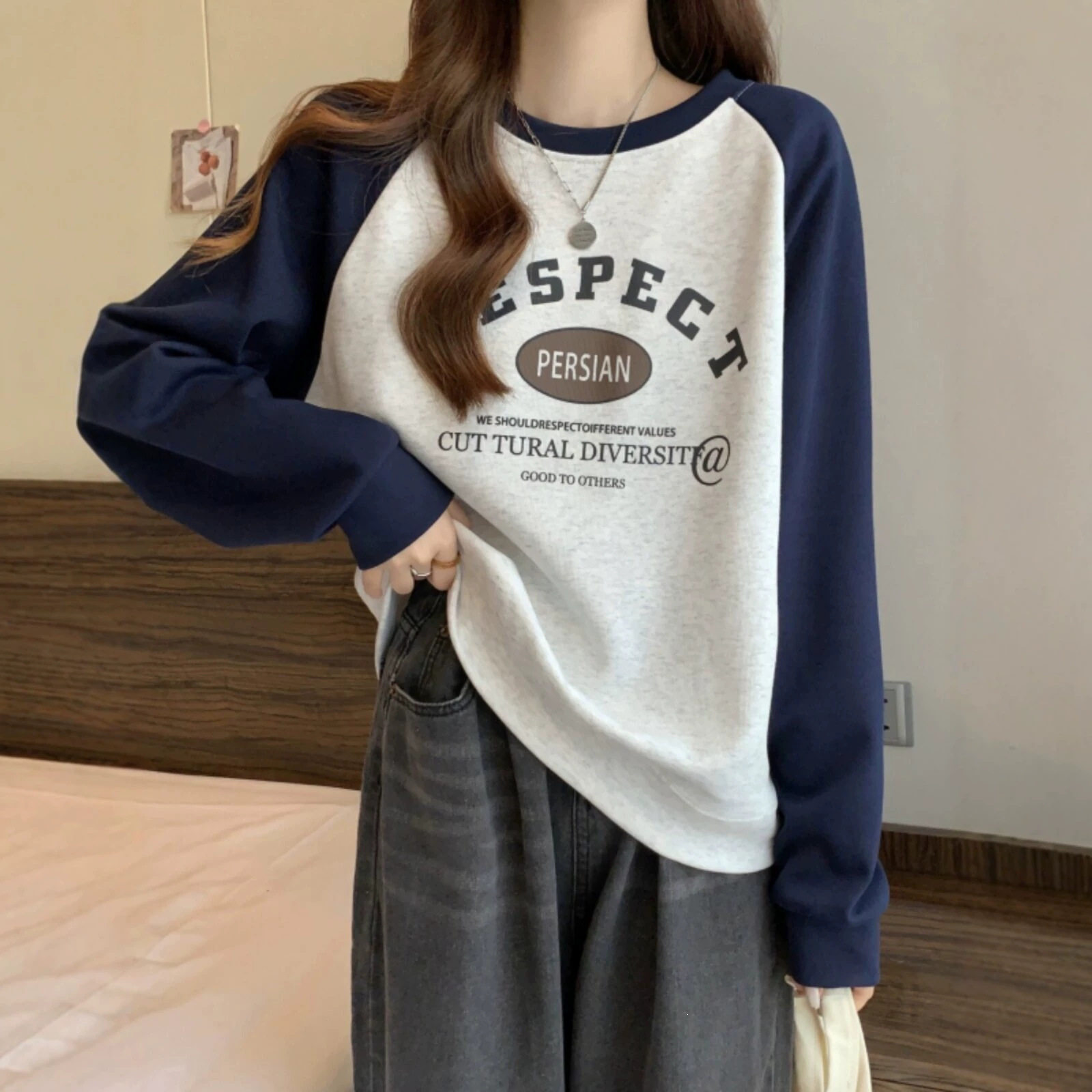 初中生卫衣少女12大童15学生高中打底衫春秋薄款宽松长袖t恤上衣