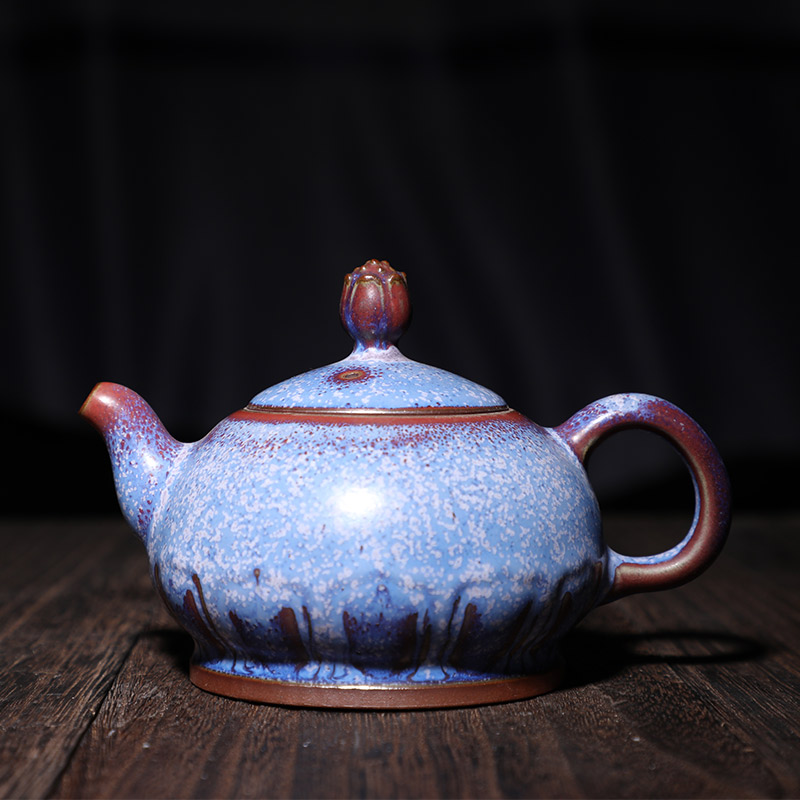 李自伟手工莲花壶钧瓷泡茶壶功夫茶具单壶陶瓷家用大师手作200ml