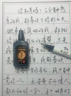 写字自带笔锋的秀丽笔软笔专用水性墨水黑色15ml补充液书法笔墨水