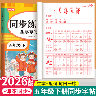 五年级上册下册练字字帖小学生专用语文同步练字帖人教版拼音描红本笔画笔顺每日一练钢笔写字表二类字练习写字帖硬笔书法每日打卡