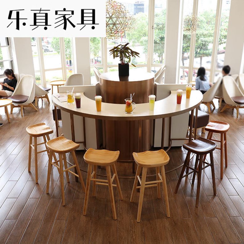 loft酒吧椅收银台吧凳高脚凳吧乐北欧咖啡厅真原木实木吧台椅家用