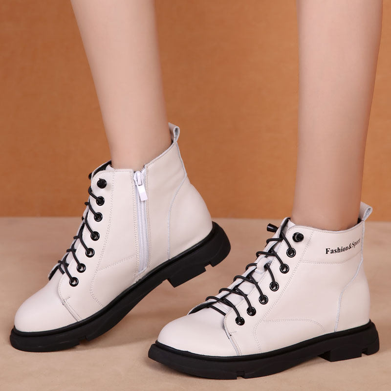 真皮马丁靴女英伦风鞋子2020年秋冬新款百搭潮ins平底加绒小短靴