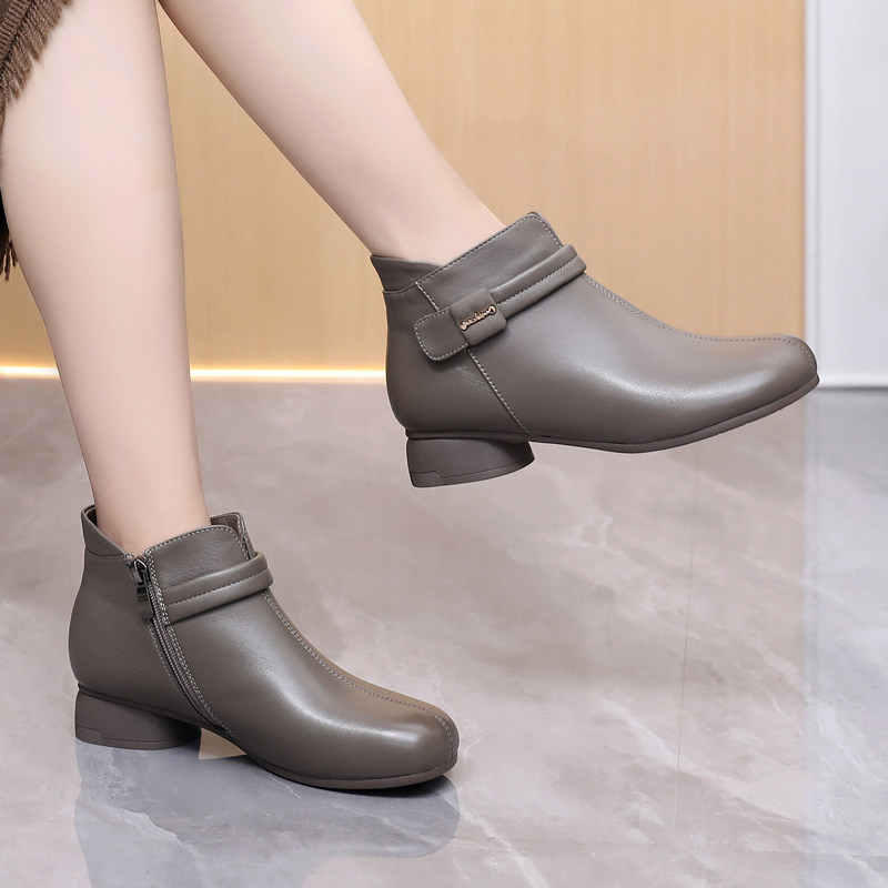 复古民族风短靴羊皮软面软底舒适中老年女靴防滑厚底低跟棉靴保暖,女鞋,马丁靴,淘宝优惠券,粉丝福利购,淘宝优惠卷
