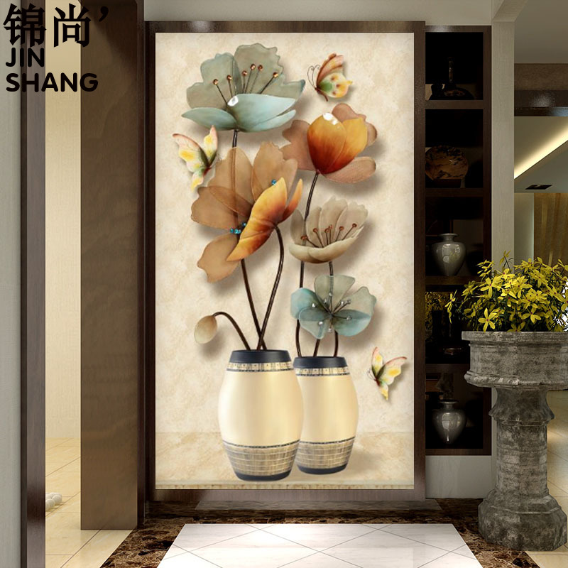 现代简约8d立体玄关背景墙壁纸壁画墙纸5d装饰画客厅走廊过道墙布图片
