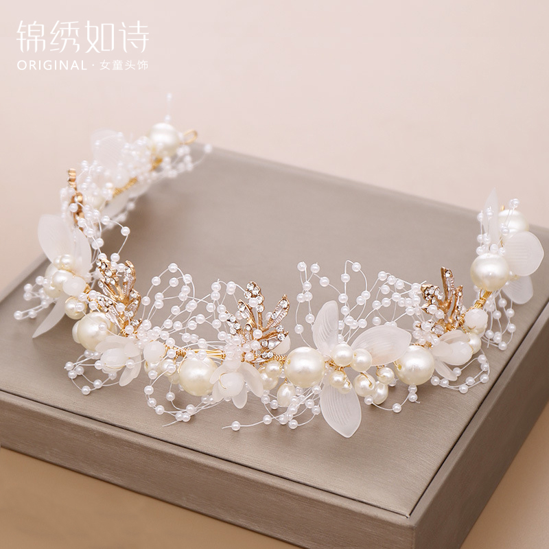 白色花朵演出走秀小朋友生日发带