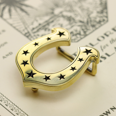 棕图皮带扣头纯铜咔叽复古