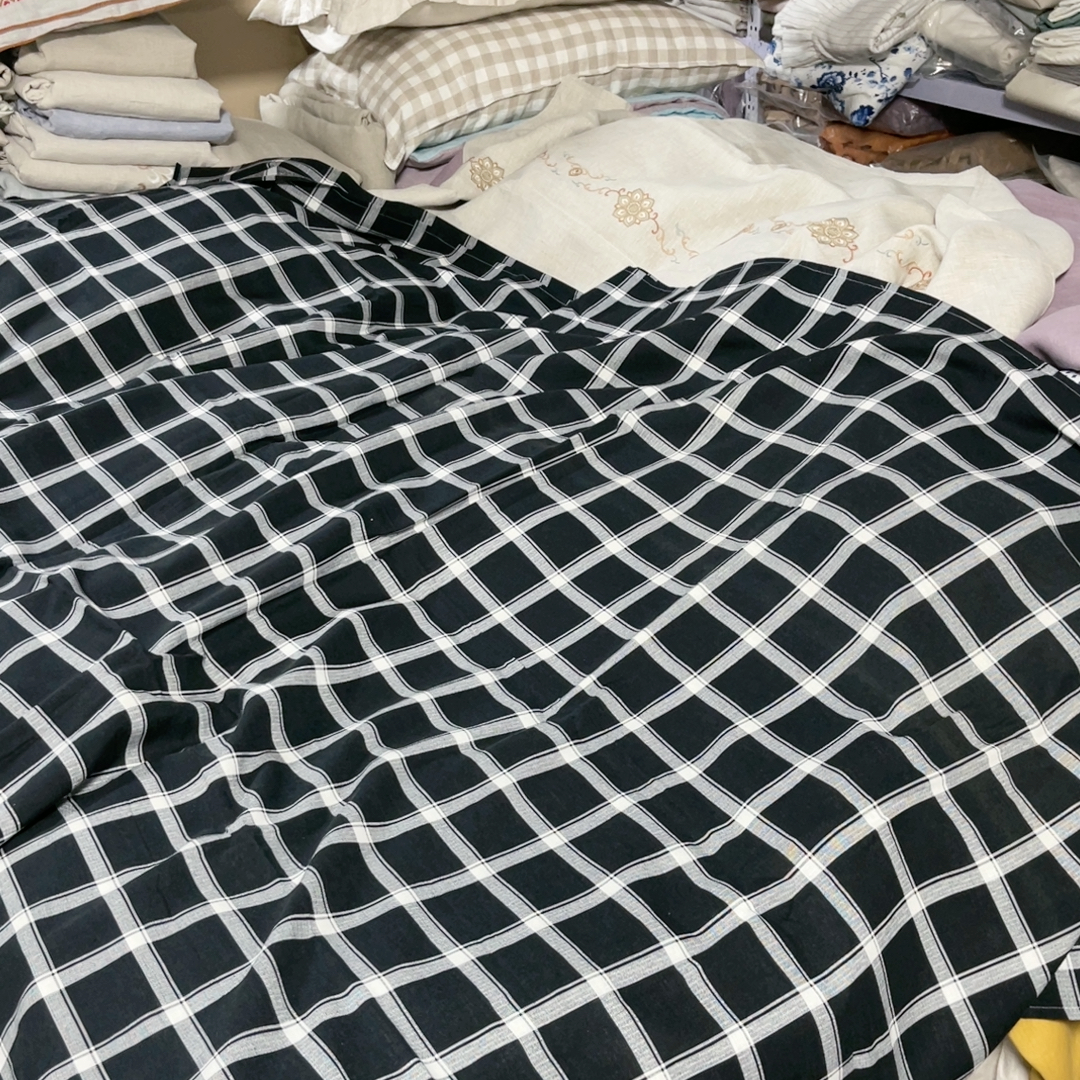 麻棉英伦黑白格床单240X250cm