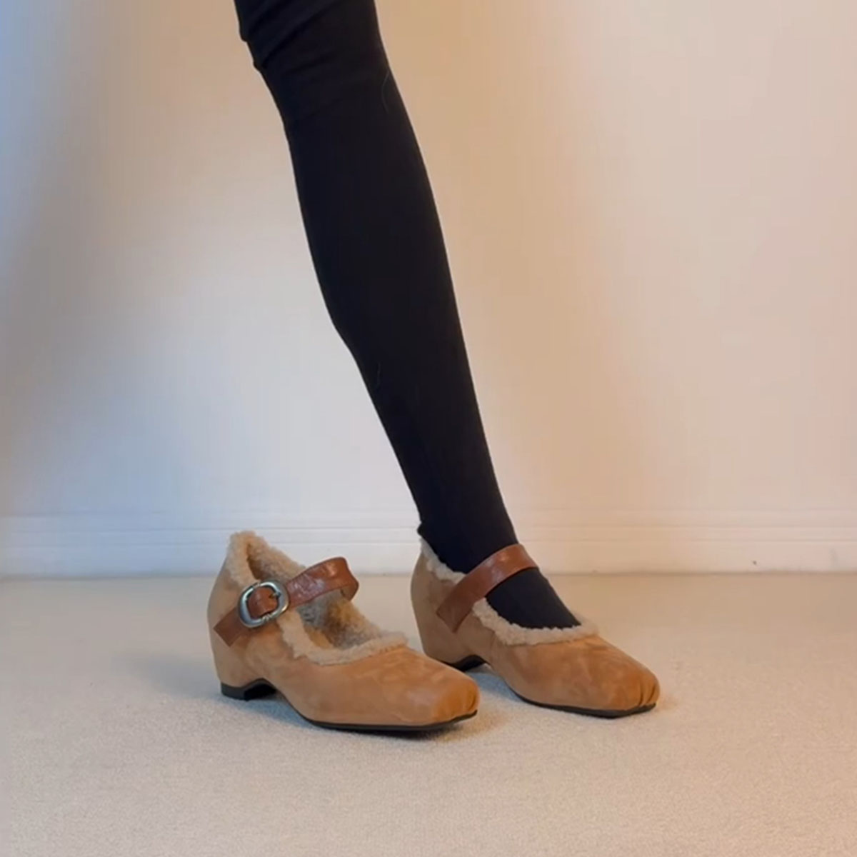 羊皮版~法式芭蕾风单鞋女内增高