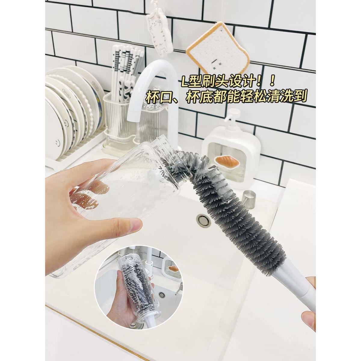 红酒葡萄酒杯刷家用高脚杯壶醒酒器长柄多功能可弯曲清洁清洗刷子图片