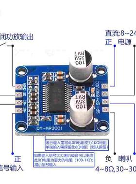 10W/20W/30W大功率功放模块D类数字功放板12V/24V供电DY-AP3001