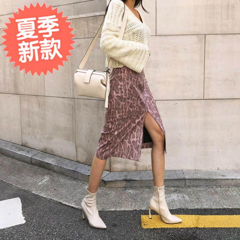 粉色豹纹半身裙包臀中长款高腰铅笔直筒开叉一步W裙蛇纹蛇皮纹春|ruв категории Женская одежда, юбка - от Buy2taobao.com для оказания профессиональной услуги покупки агента Taobao