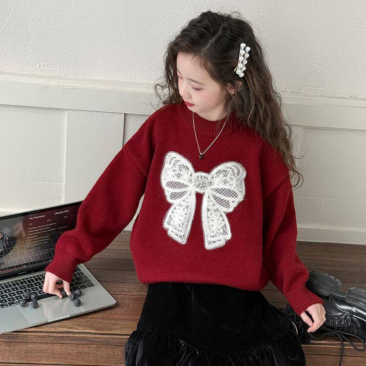 女童洋气时髦套装秋冬2025新款儿童红色毛衣女大童冬季童装半身裙