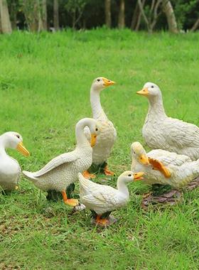 玻璃钢彷真鸭子雕塑户外公园装饰品绿头鸭番鸭白鸭摆件家禽大模型