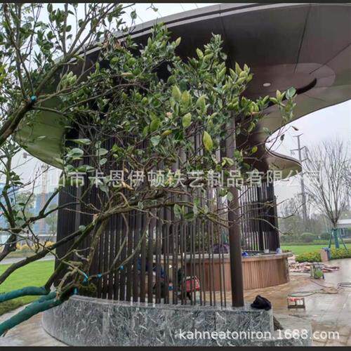 户外景观铁艺不锈钢吧台异形凉亭铝合金艺术廊架格栅厂家加工安装