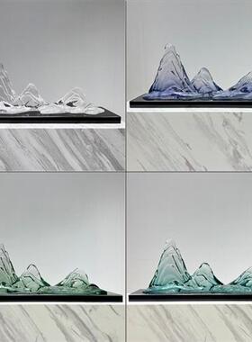 透明树脂假山雕塑客厅玄关装饰书房新中式样板房会所桌面招财石头