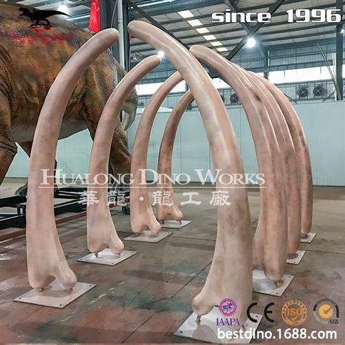 恐龙亲子乐园恐龙展览公司仿真新生代玻璃钢恐龙肋骨通道
