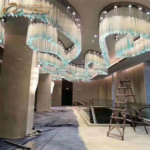 酒店大堂电梯间玻璃挂件装饰吊灯别墅售楼部沙盘灯复式楼水晶灯