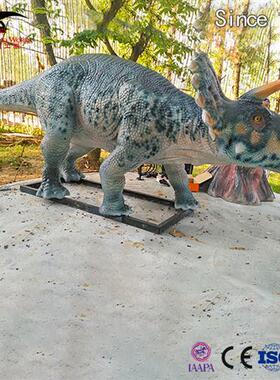 吃草性蓝色大三角龙动态模型摆件商场公园景区博物馆热销产品