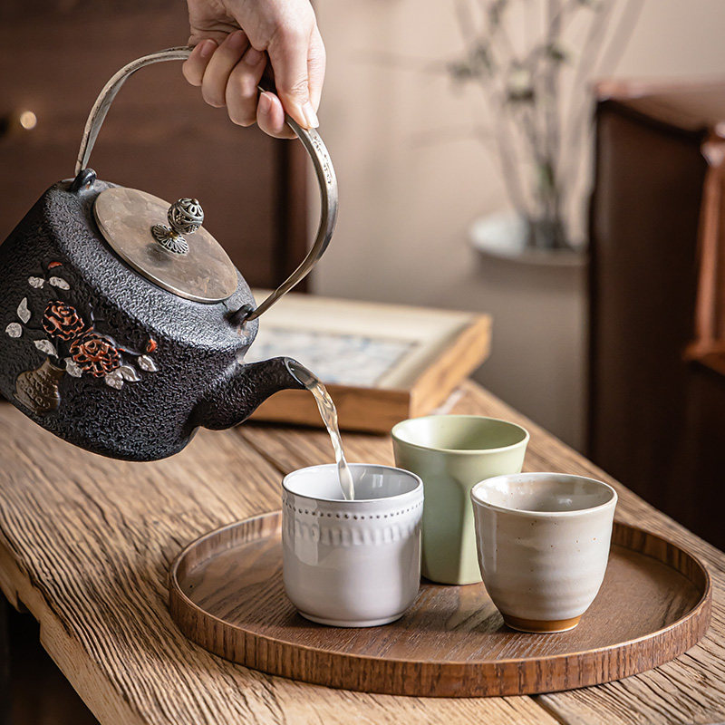 质朴感汤吞无把杯合集复古风无柄陶瓷杯手握杯家用茶杯日式陶瓷杯