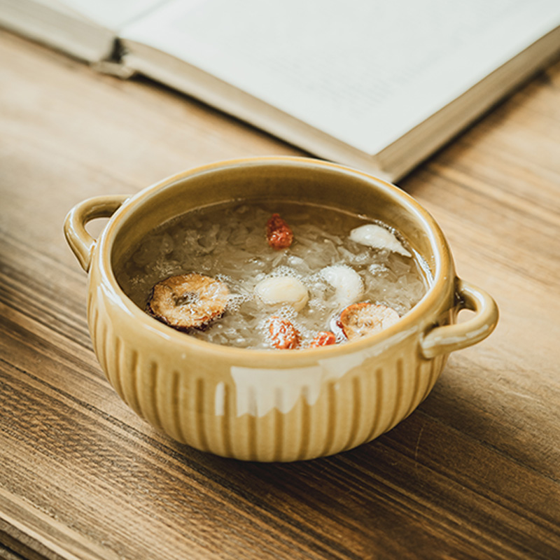 双耳碗轻奢家用汤碗高级感陶瓷