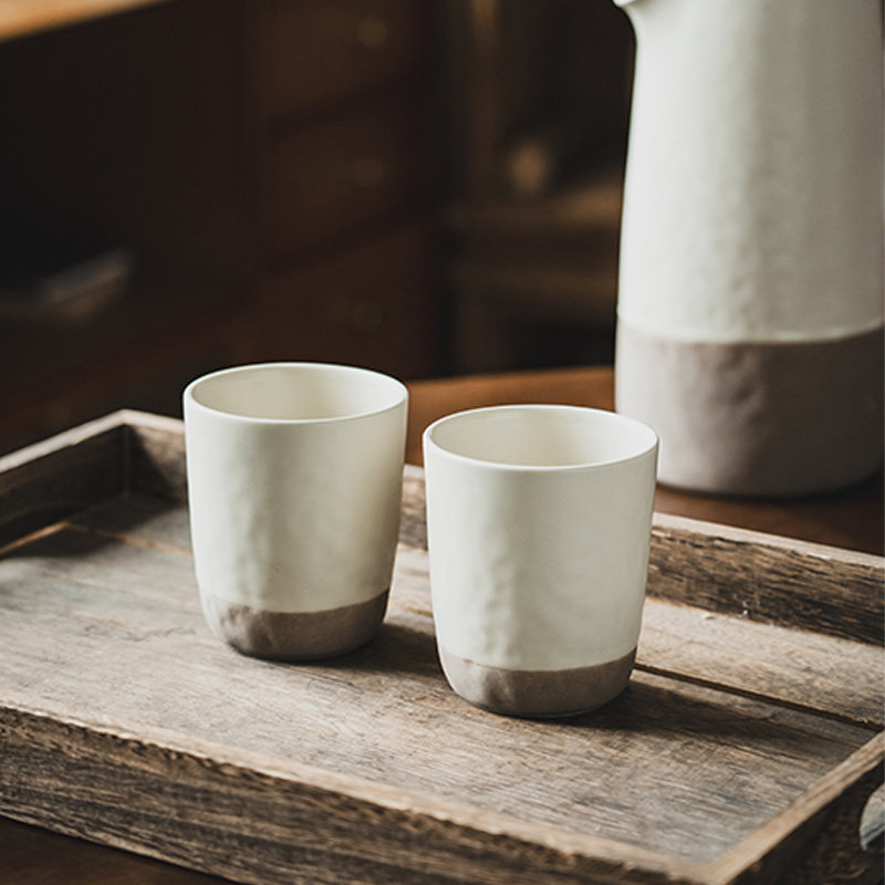 陶瓷杯无把手茶杯咖啡杯日式杯子马克杯吉田成器复古手工仿古茶具