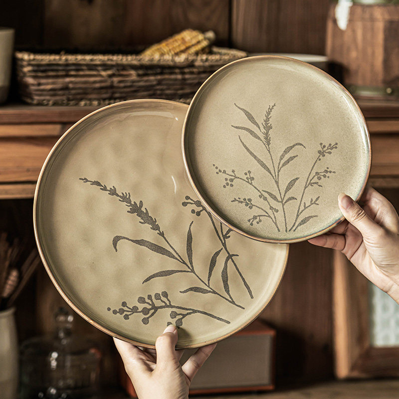 平盘家用菜盘日式餐具陶瓷盘子水果盘独特漂亮盘子高级感餐盘家用,餐饮具,盘,淘宝优惠券,粉丝福利购,淘宝优惠卷