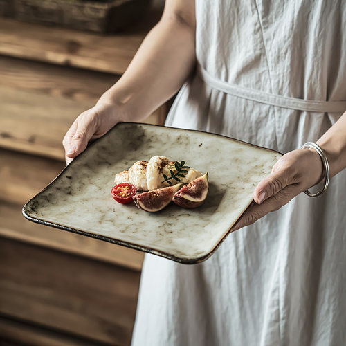 陶瓷方盘子西餐甜品盘寿司摆盘