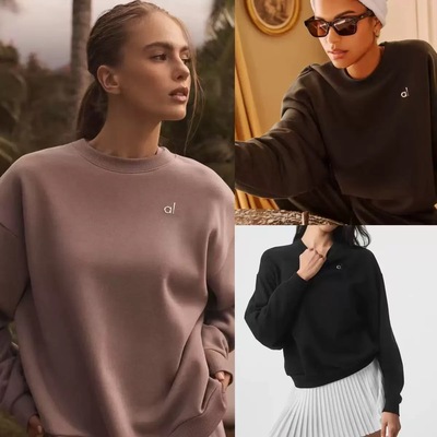 2025秋冬女士圆领毛圈卫衣长袖宽松简约纯棉上衣百搭休闲圆领卫衣