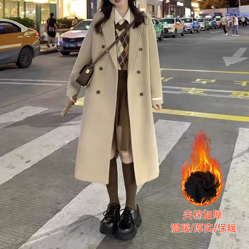 2025新款春秋季毛呢外套女小个子韩版百搭感正肩羊绒呢子大衣