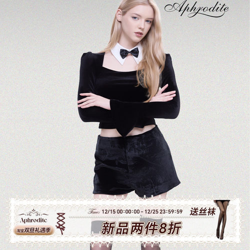 黑色方领显瘦上衣法式宫廷高级