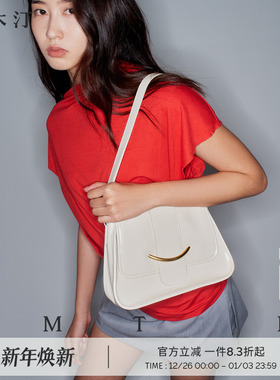 西木汀微光 翻盖白色小方包通勤百搭腋下包包女黑色单肩斜挎小包