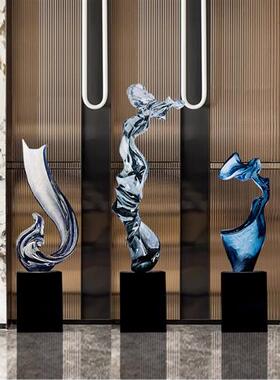 现代轻奢透明树脂雕塑客厅电视机柜两侧落地摆件楼梯口玄关装饰品