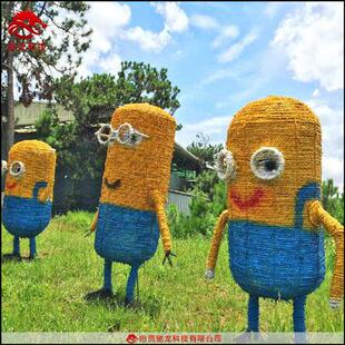 海绵宝宝稻草雕塑农耕文化农业观光游展品农民丰收草雕厂家