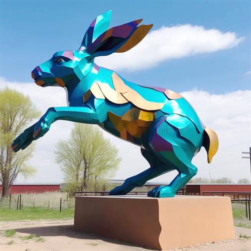 玻璃钢雕塑几何动物卡通切面兔子户外公园广场园林大型景观装饰