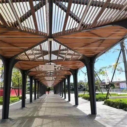 承接钢结构工程不锈钢廊架厂家户外广场钢结构凉亭大型户外廊架