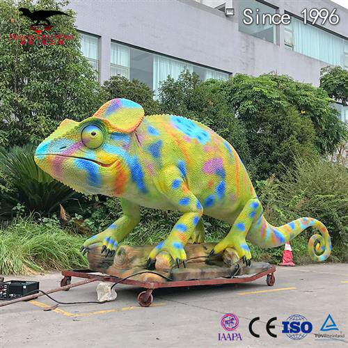 大型动物模型制作厂家户外景区变色龙互动装置自贡仿真恐龙工厂